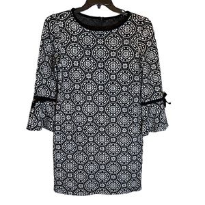 Tiana B. Black and White Tapestry Mini Shift Dress Size 8 Classic